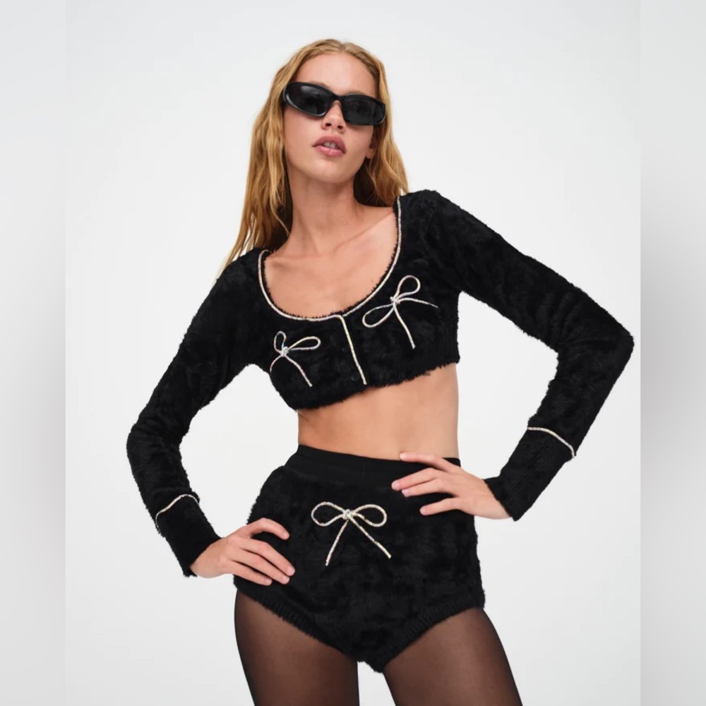 For Love & Lemons “Vivienne” Two-Piece Set — Cardigan M / Shorties L